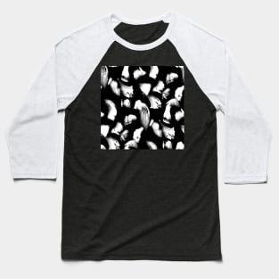 White over Black Brushtroke Dots Baseball T-Shirt